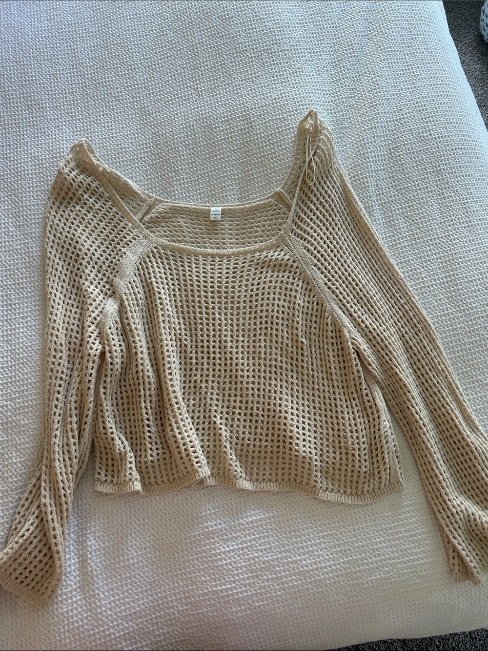 Old Navy Beige Open-Knit Long Sleeve Sweater Top